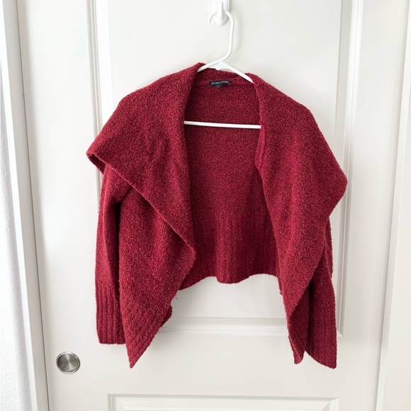 Eileen Fisher Merino Wool Cashmere Boucle Hoodie Cropped Draped Cardigan Small - Picture 1 of 4